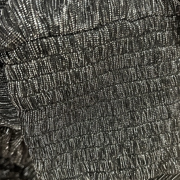 NWT MISA Los Angeles Sheer Metallic Silver Dress LARGE - Picture 5 of 5